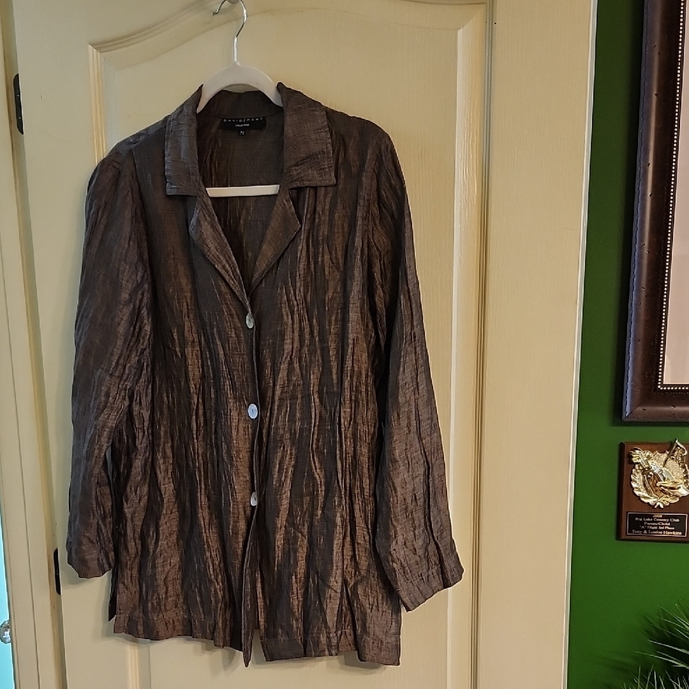 DAVID DART BROWN BUTTON-DOWN BLOUSE